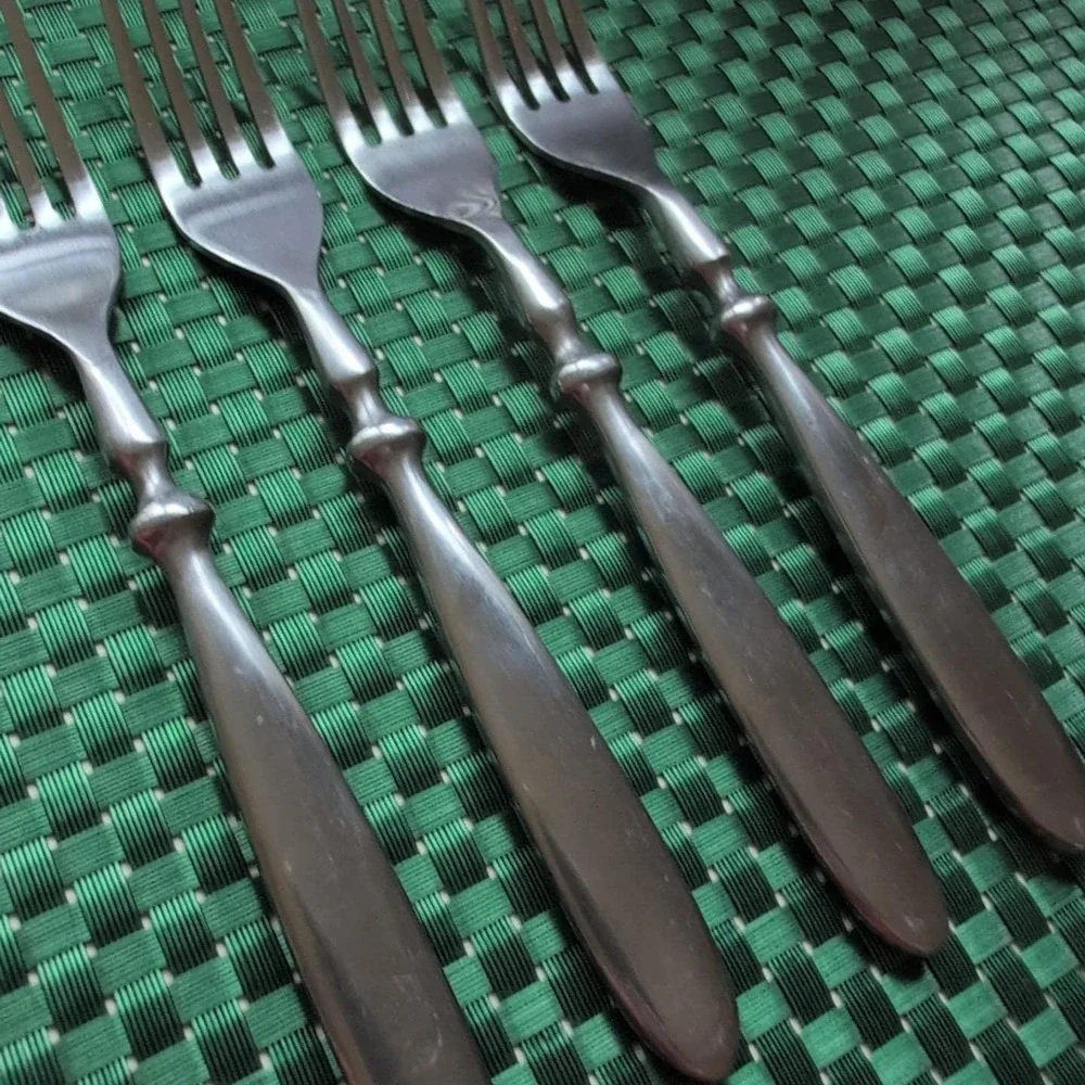 Hampton Silversmiths BISTRO SATIN Dinner Forks Set Lot of 4 Stainless 18/0 Vtg